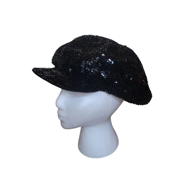 80's Black Sequin Cap - Picture 3 of 5